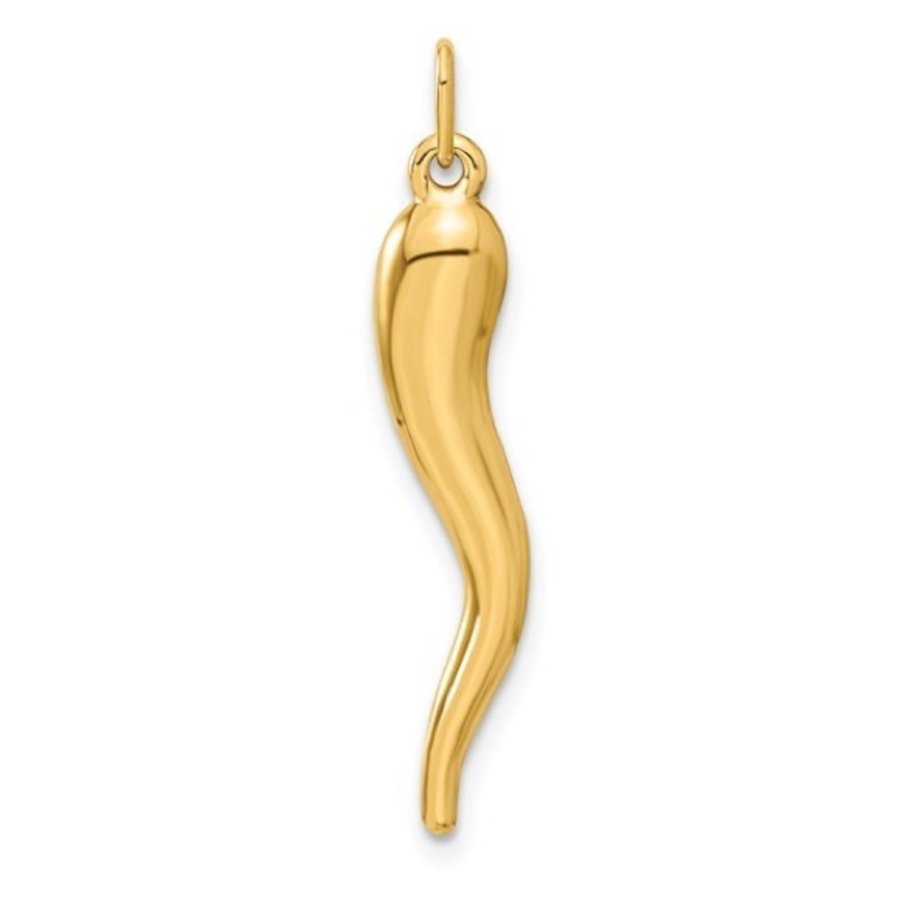 New 14K Gold 3D Italian Horn Charm - Picture 4 of 6